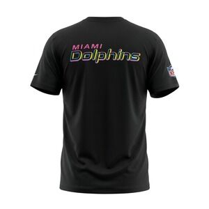 Nike Miami Dolphins Crucial Catch Intercept Cancer Black T-Shirt Mens L NWT